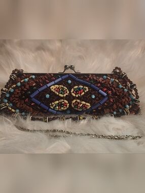 Embellished Multicolor Beaded Clutch